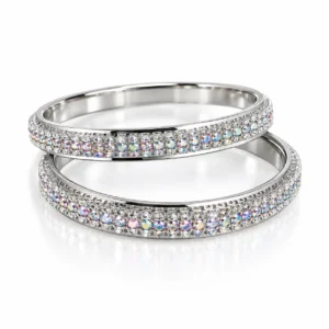 Aurora Crystal Silver Bangles – Pair