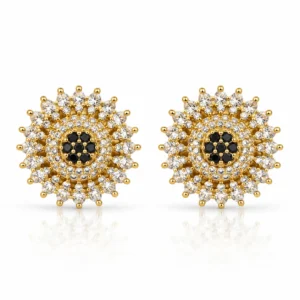 Radiant Floral Halo Crystal Stud Earrings