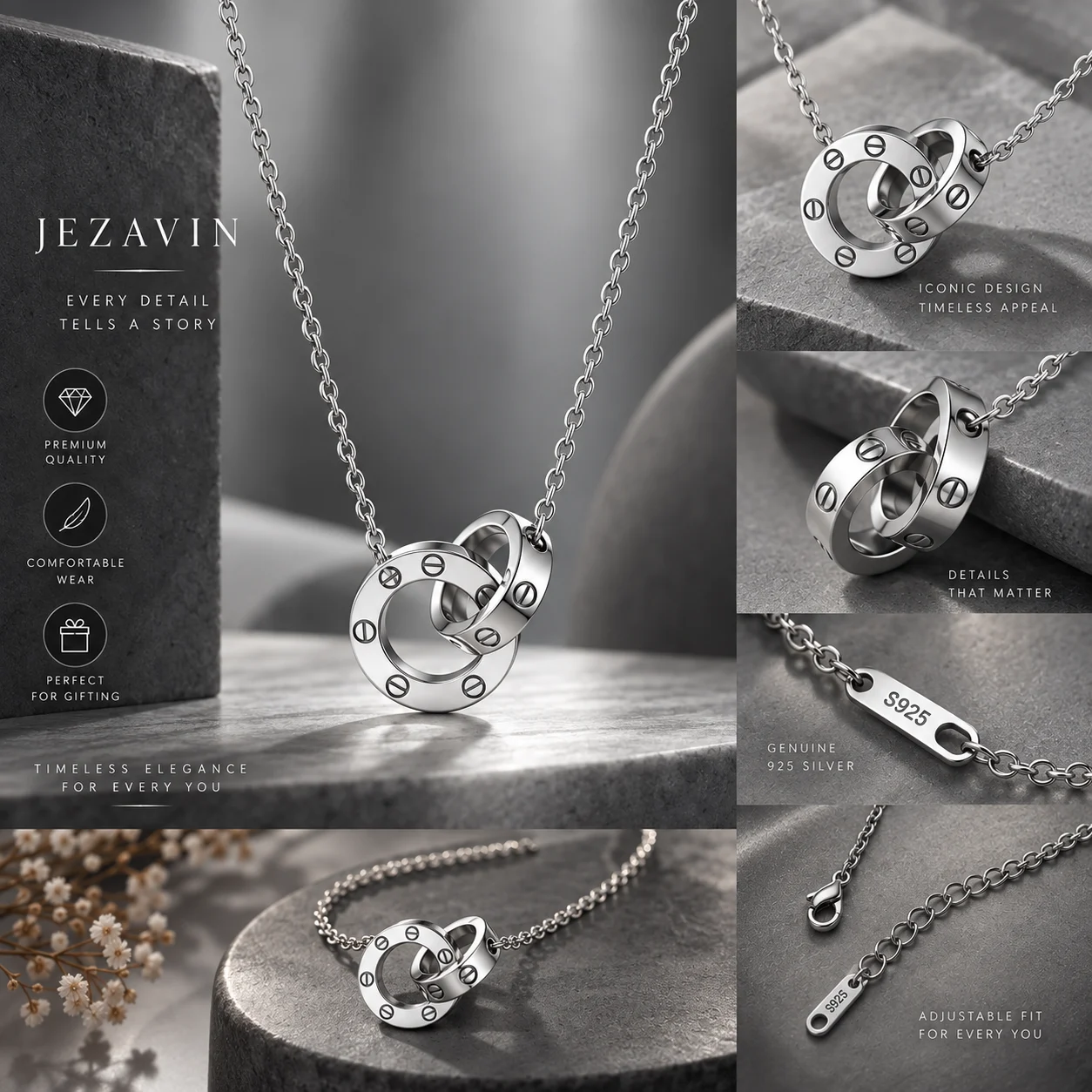 Interlocking Circle Pendant Necklace - Image 6