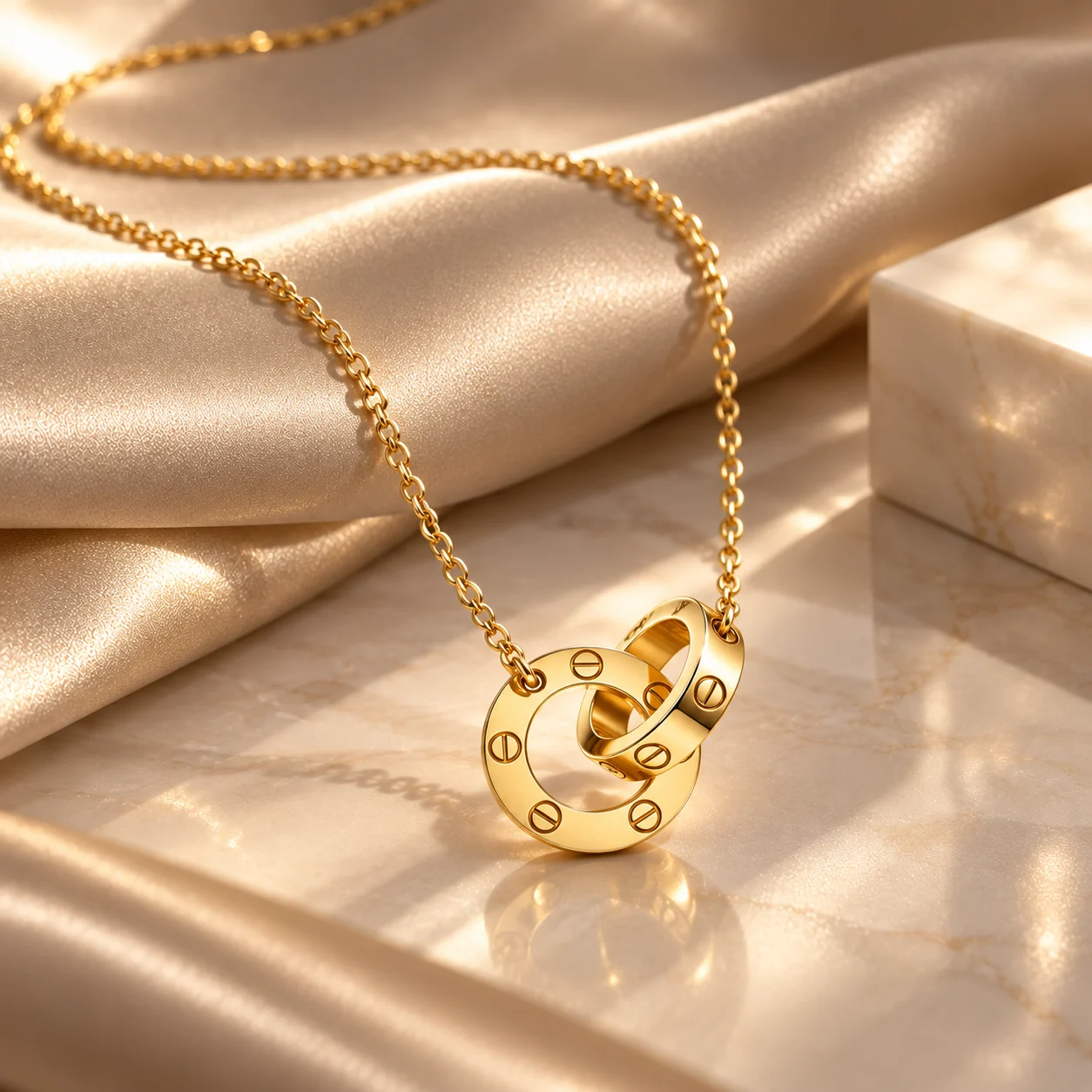 Interlocking Circle Pendant Necklace - Image 3