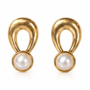 Golden Pearl Loop Earrings