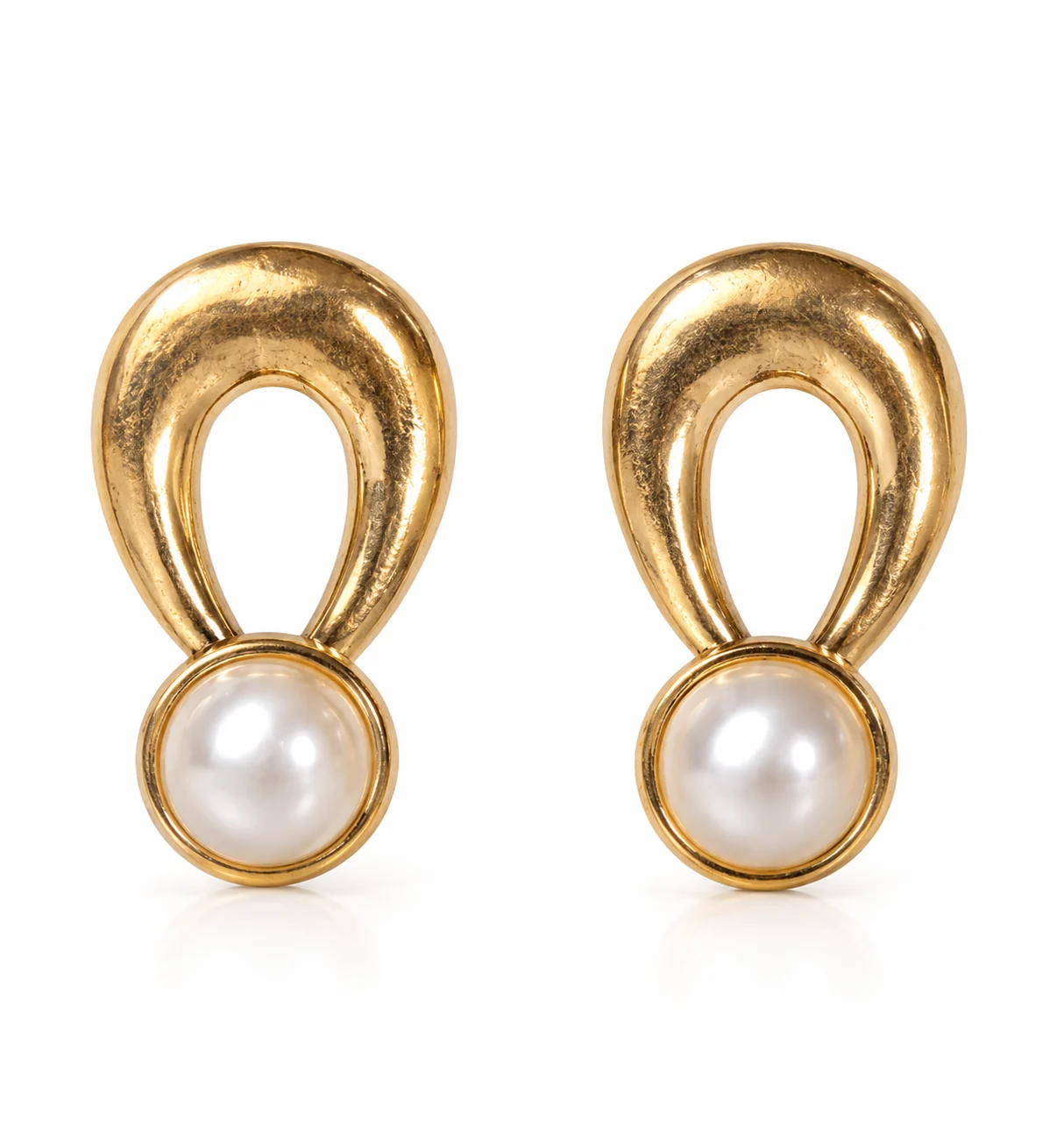 Golden Pearl Loop Earrings